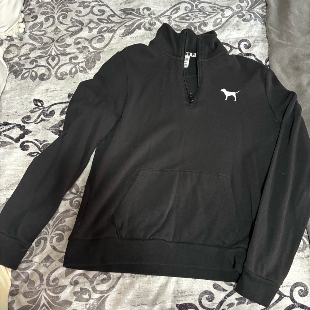PINK by Victoria's Secret Black Pullover with White Logo